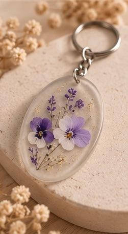 Porte-clés fleurs époxy