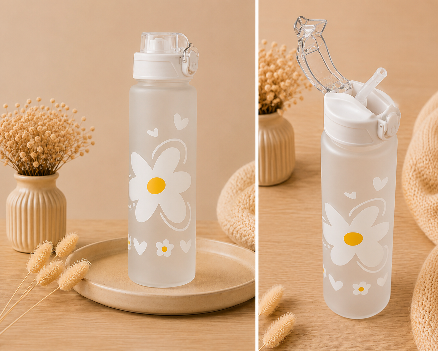 Gourde en Plastique – Motif Fleur 🌼