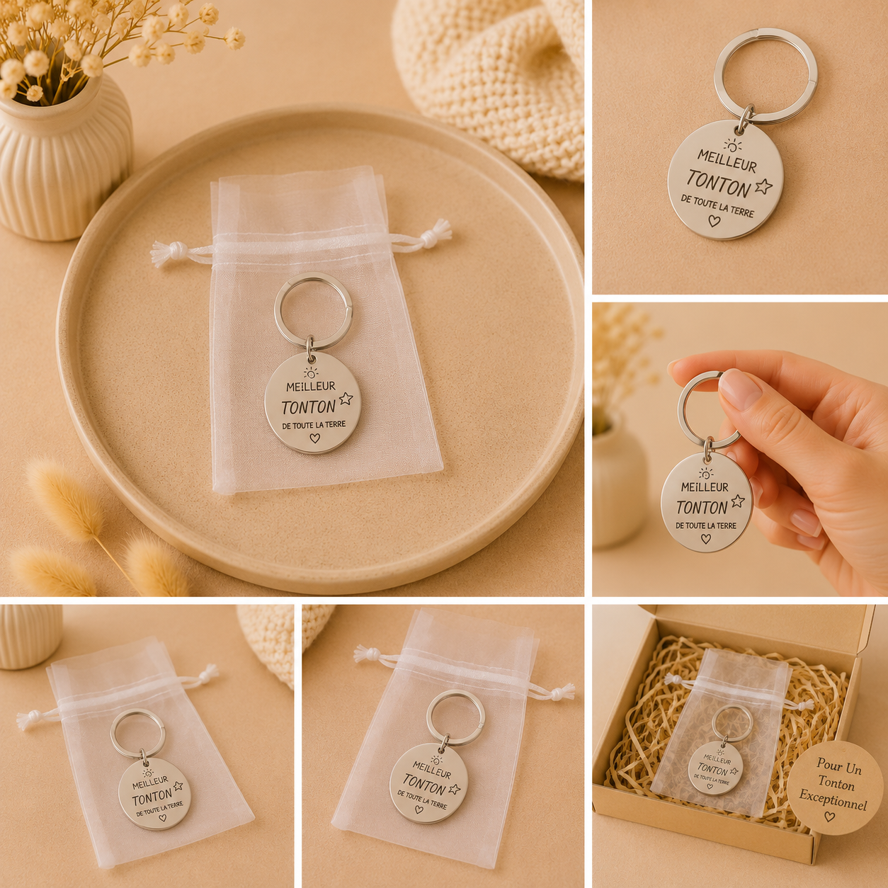 Porte-clés « Meilleur Tonton de Toute la Terre » – Cadeau Personnalisé 🔑