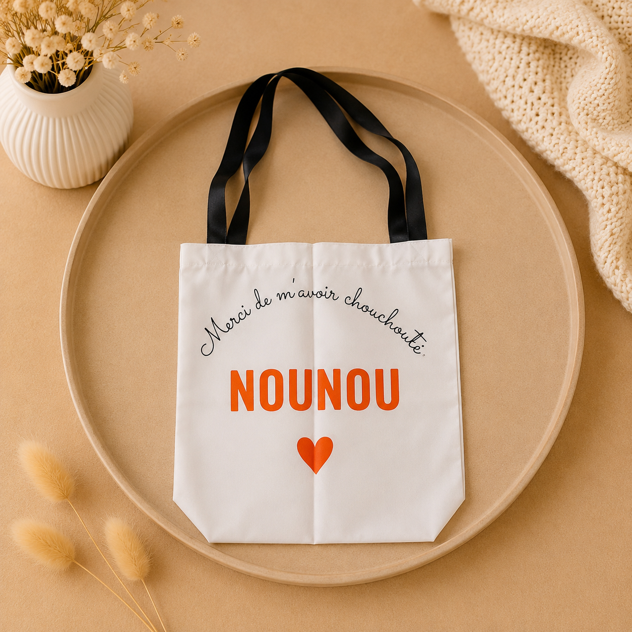 Tote Bag “Merci de m’avoir chouchouté Nounou” idéal à offrir 🌸🌼