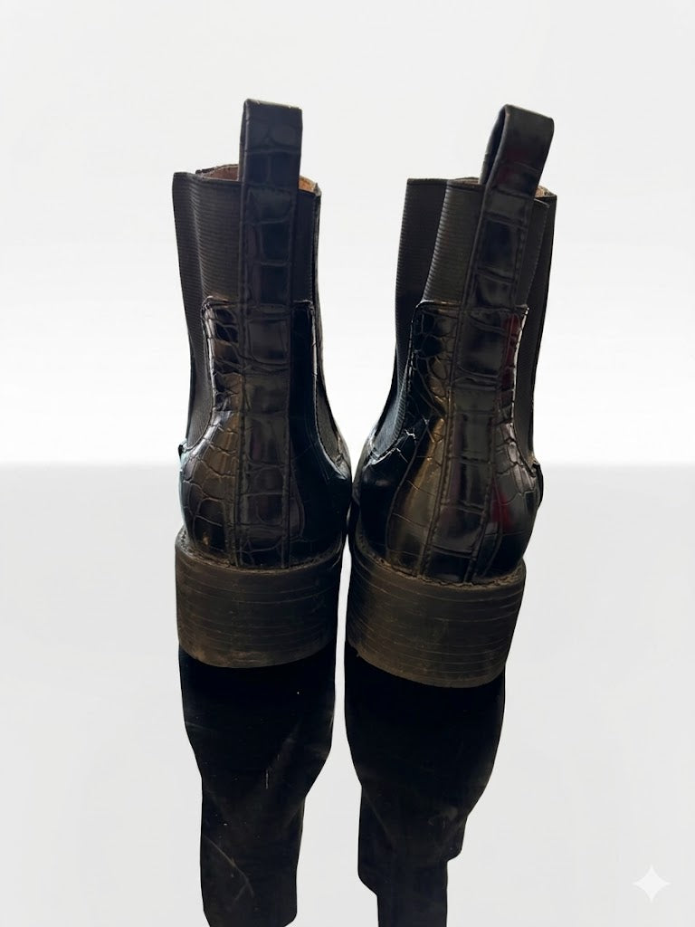 Bottines femme à Effet Croco – Noir Intemporel - pointure 37
