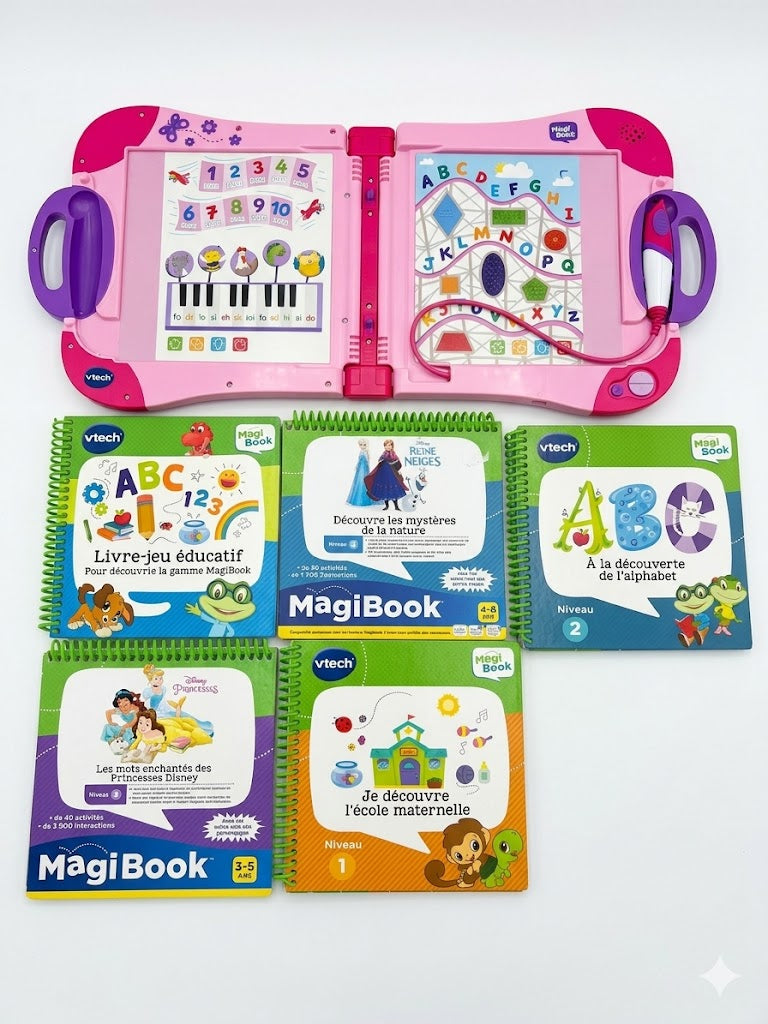 Ensemble Magibook Éducatif Interactif VTech Rose+ 5 livres - des 24 mois