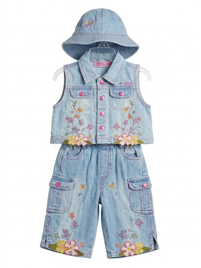 Ensemble bébé fille 3 pièces - Gilet, Short et Bob Assorti - 6 mois - TomKiddy