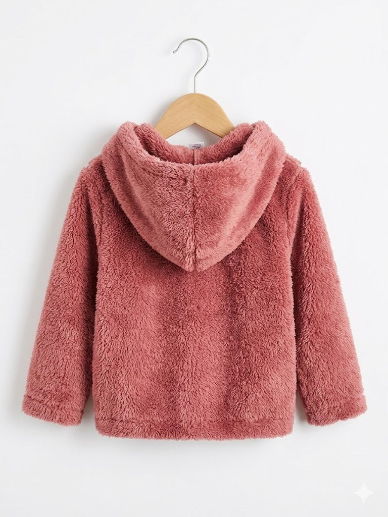 Gilet bebe fille à Capuche en Molleton Douillet – Rose - 12 mois