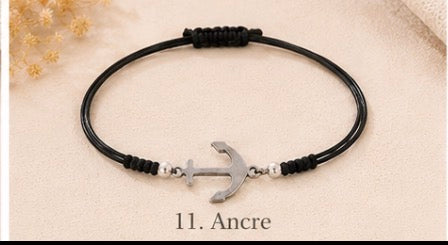 Bracelets réglables avec breloques argentées ✨ 🖤