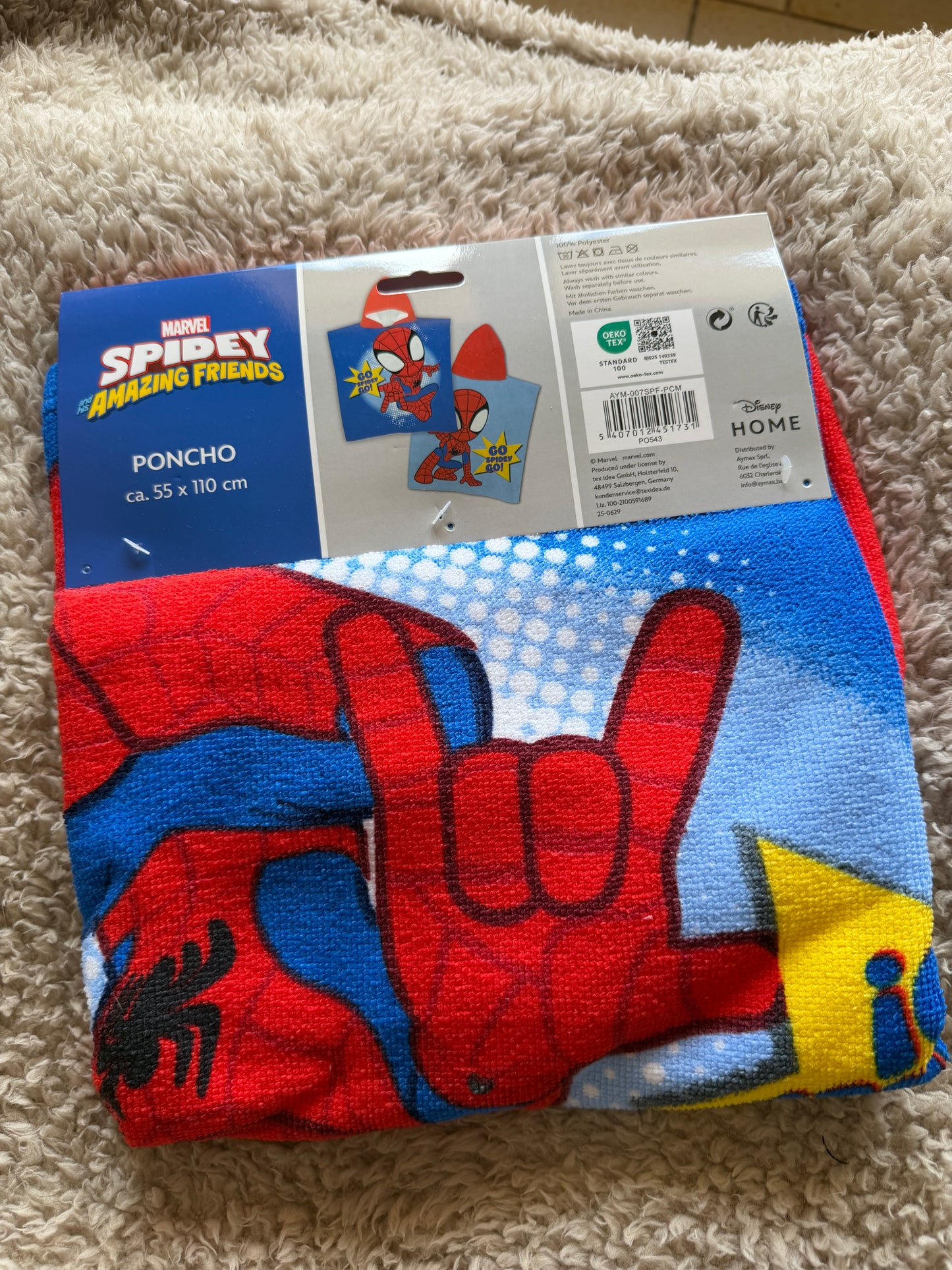 Poncho de Bain Spidey & His Amazing Friends 🕷️❤️💙