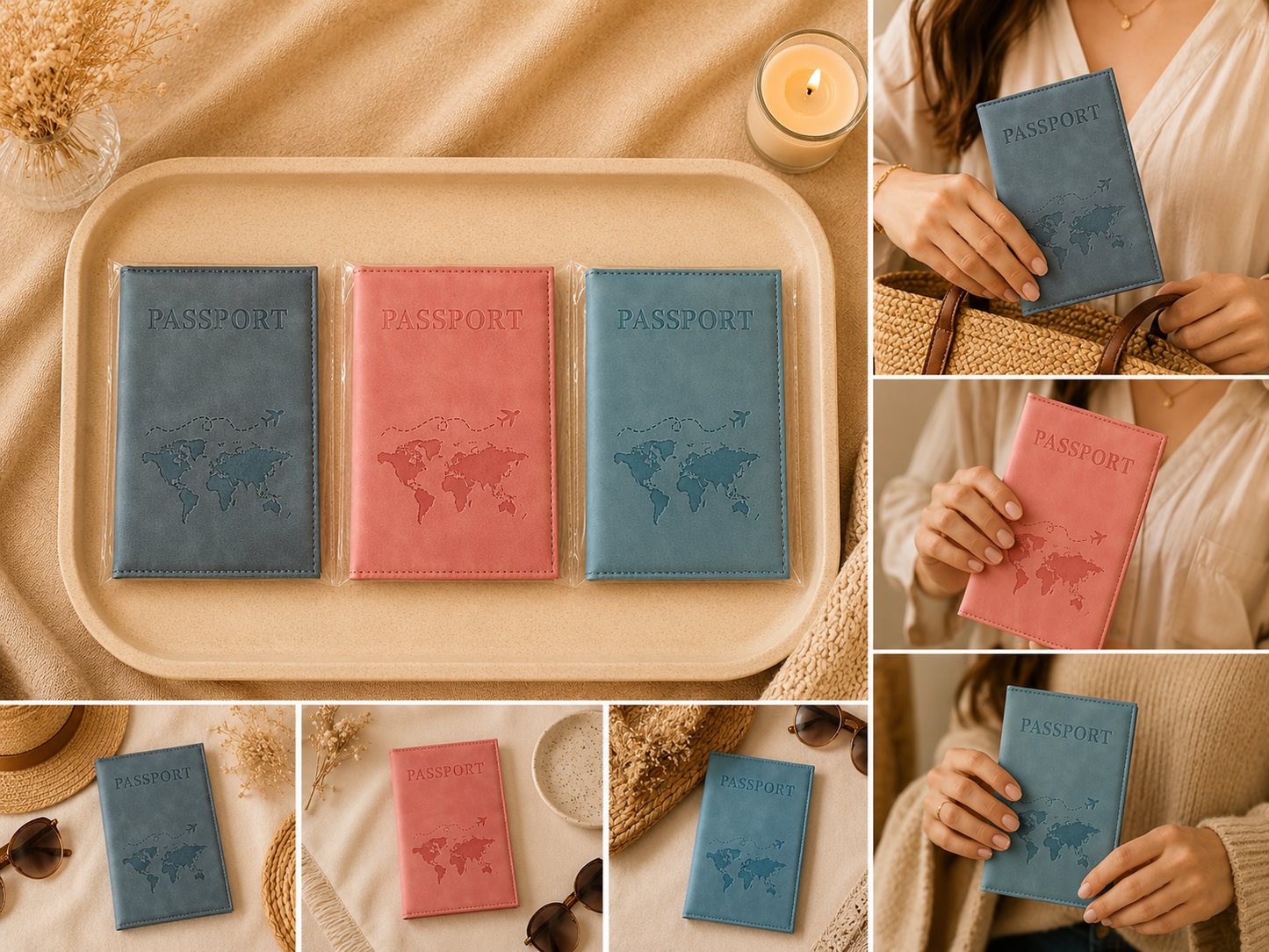 Protège-Passeport Élégant – Étui Voyage Carte du Monde 🌍