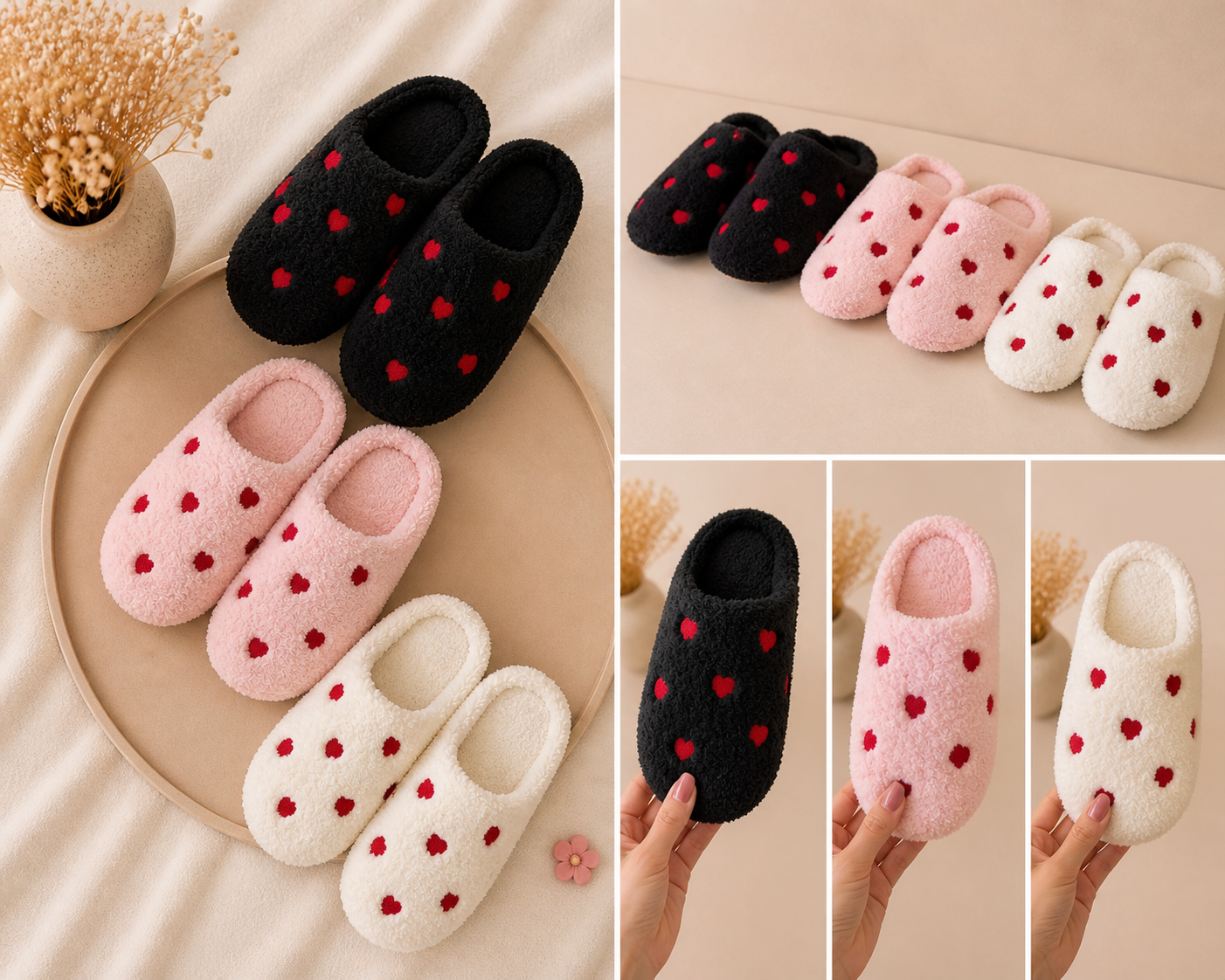 Chaussons cocooning à cœurs pour femme ❤️✨