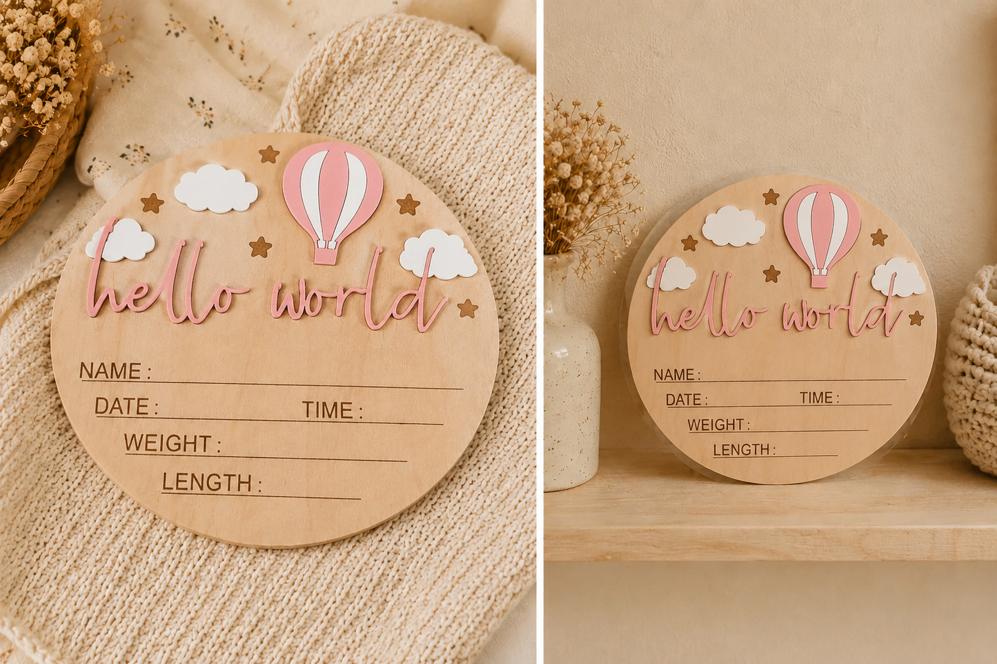 Plaque de naissance “Hello World” garçon -fille 🩷💙🧒🏼👧🏽