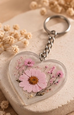Porte-clés fleurs époxy