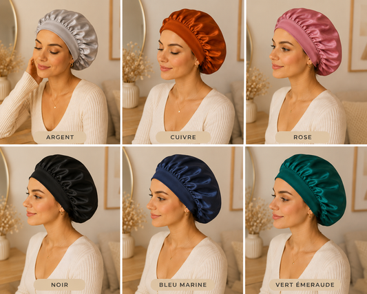 Bonnet / charlotte protection pour cheveux , spécial Nuit -  Satinée ✨