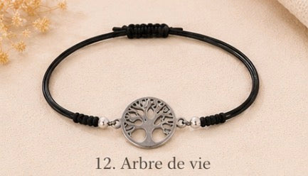 Bracelets réglables avec breloques argentées ✨ 🖤