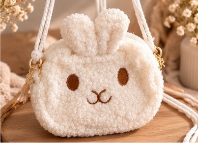 Sac bandoulière Lapin en bouclette - petit sac tout doux 🐰 - réglable