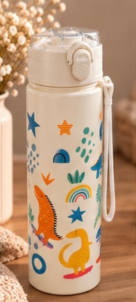 Gourde enfant avec paille - motifs dinosaure ou arc en ciel - idéal pour l’école  🦕🌈