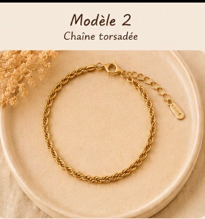 Collection de bracelets dorés élégants et intemporels en Acier inoxydable ✨