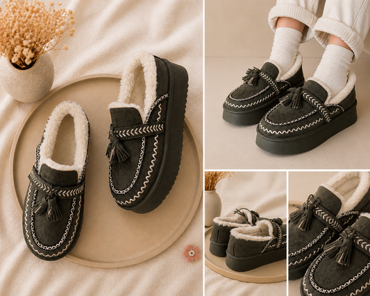 Mocassins fourrés confort & tendance pour femme 🖤✨