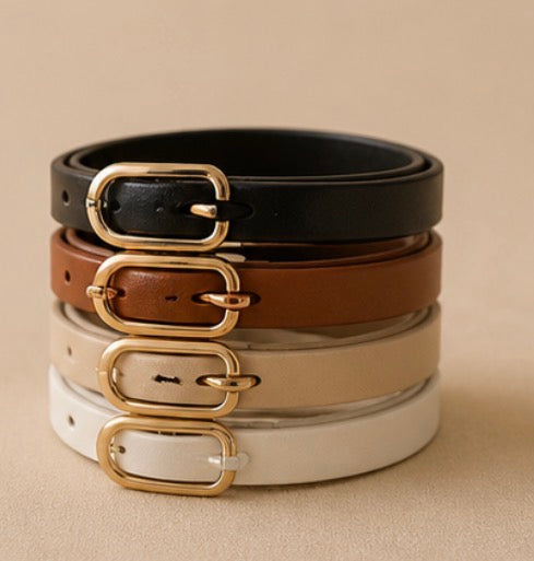 Ceinture Femme Taille M – Boucle Ovale Dorée✨