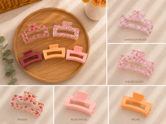 Pince Rectangle Colorée pour Cheveux ✨ 🎀