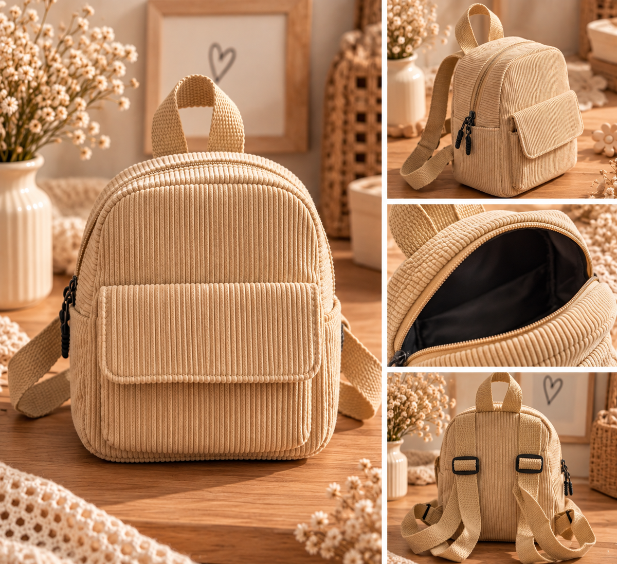 Mini sac à dos velours enfant ou ados  👧👩‍🦰 19x19cm