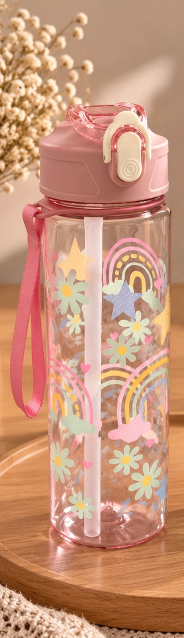 Gourde enfant avec paille - motifs arc en ciel ou voiture - pratique pour l’école 🚙