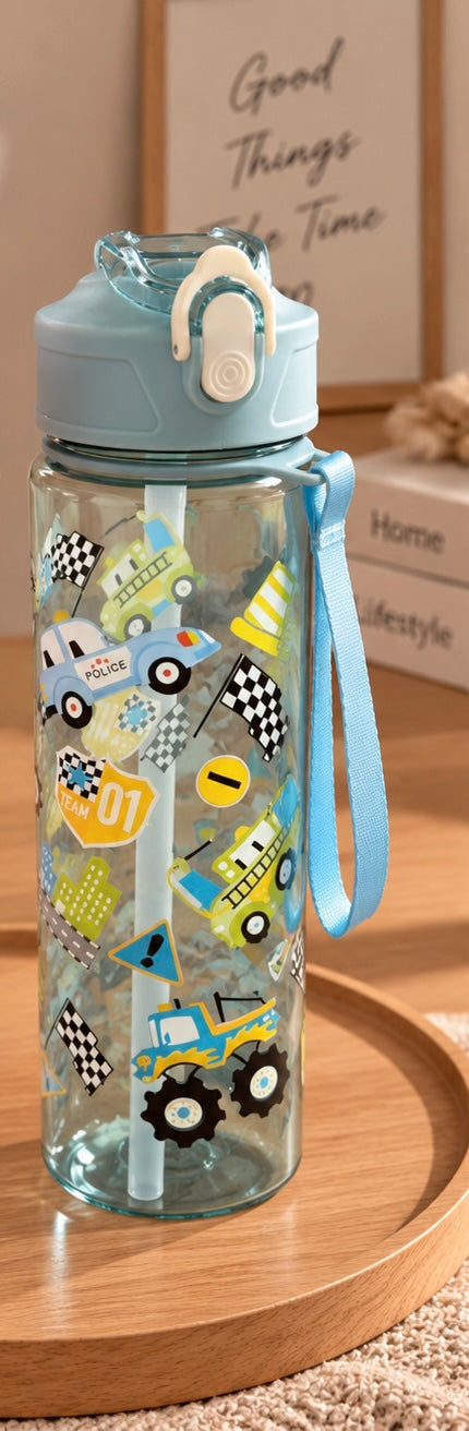 Gourde enfant avec paille - motifs arc en ciel ou voiture - pratique pour l’école 🚙