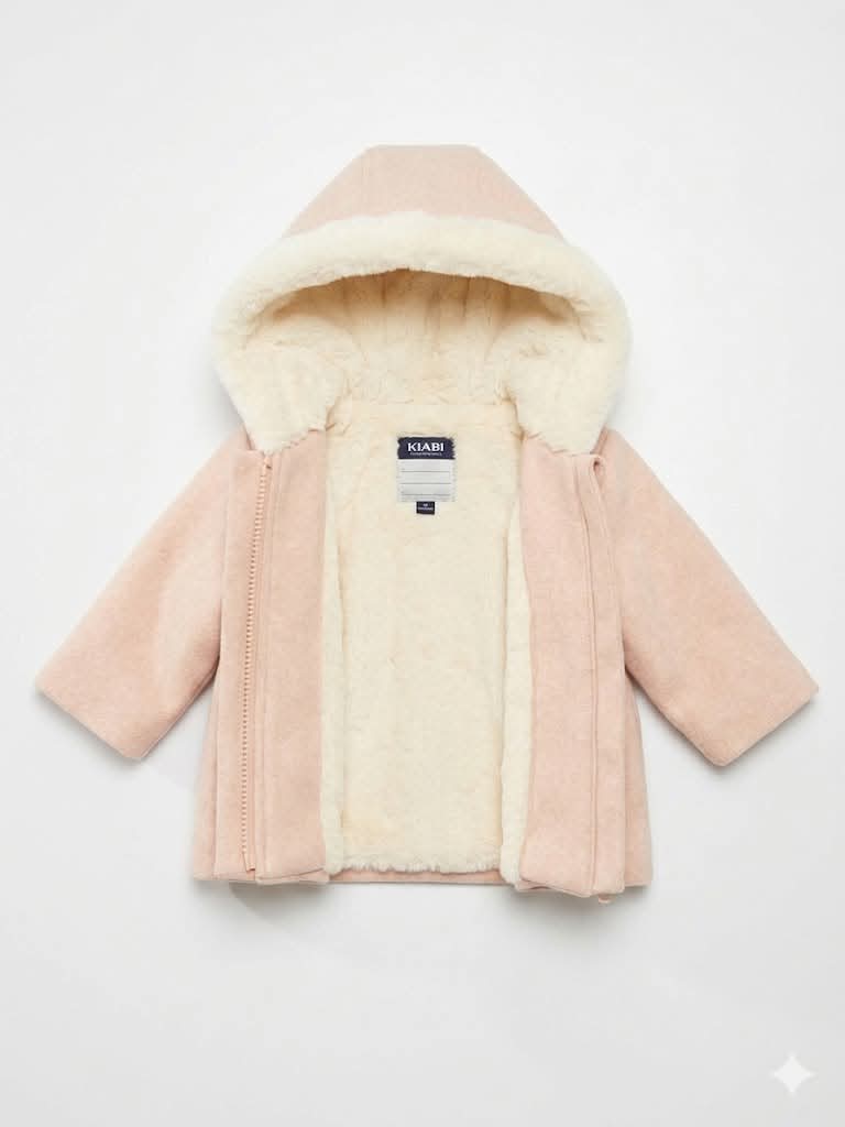 Manteau bébé fille Douillet à Capuche Fourrée – Rose Poudré - 6 mois - Kiabi