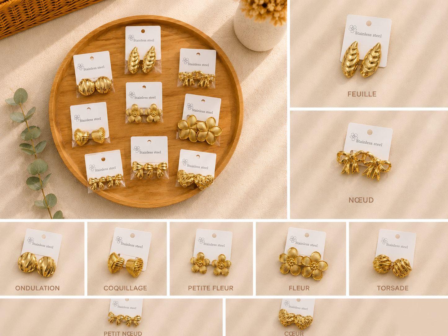 Boucles d’Oreilles Acier Inoxydable ✨💛