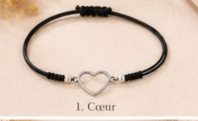 Bracelets réglables avec breloques argentées ✨ 🖤