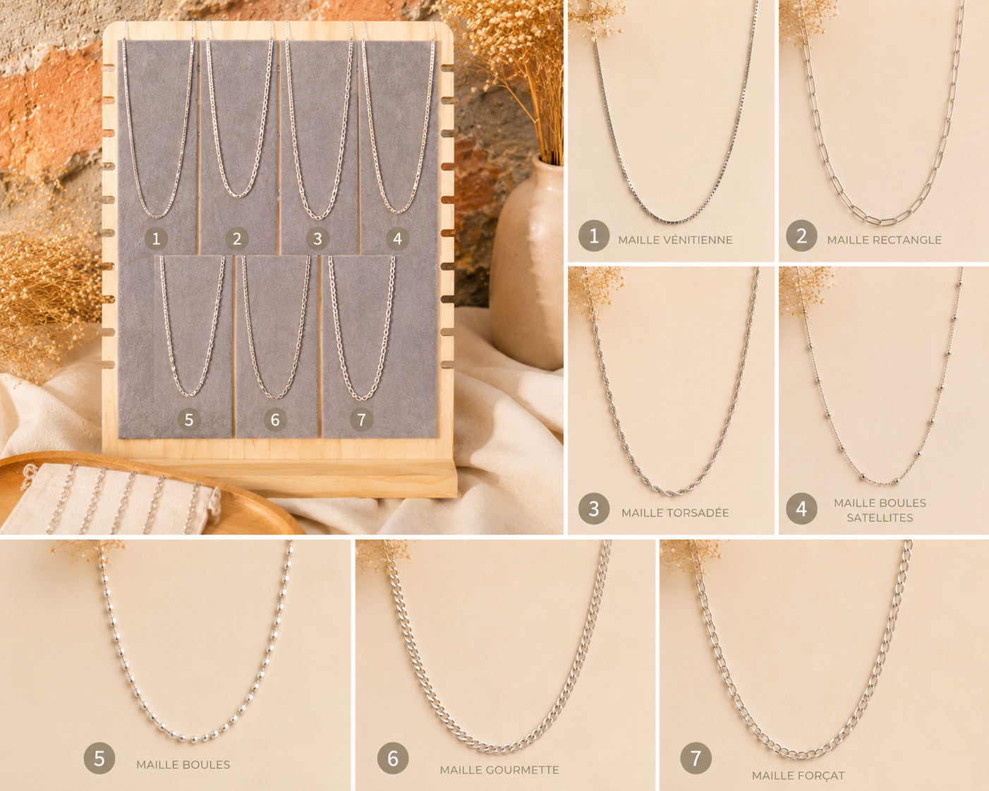 Collier élégants en acier inoxydable ✨🤍