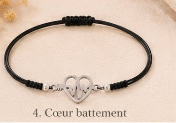 Bracelets réglables avec breloques argentées ✨ 🖤