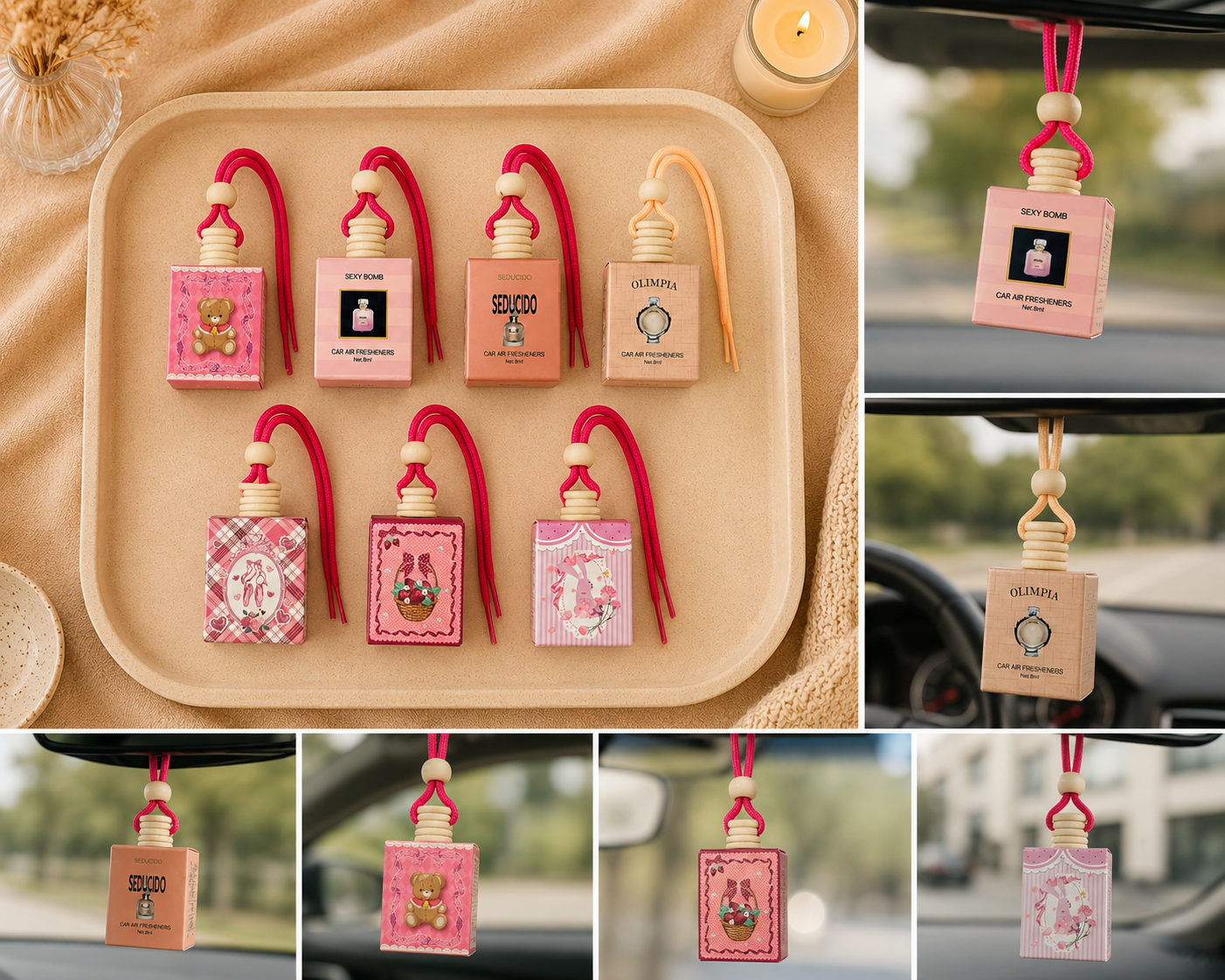 Désodorisant Suspendu Voiture – Parfums Girly & Élégants 🌸