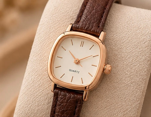 Montre carrée minimaliste - Noir ou marron - cuir PU - femme 🖤
