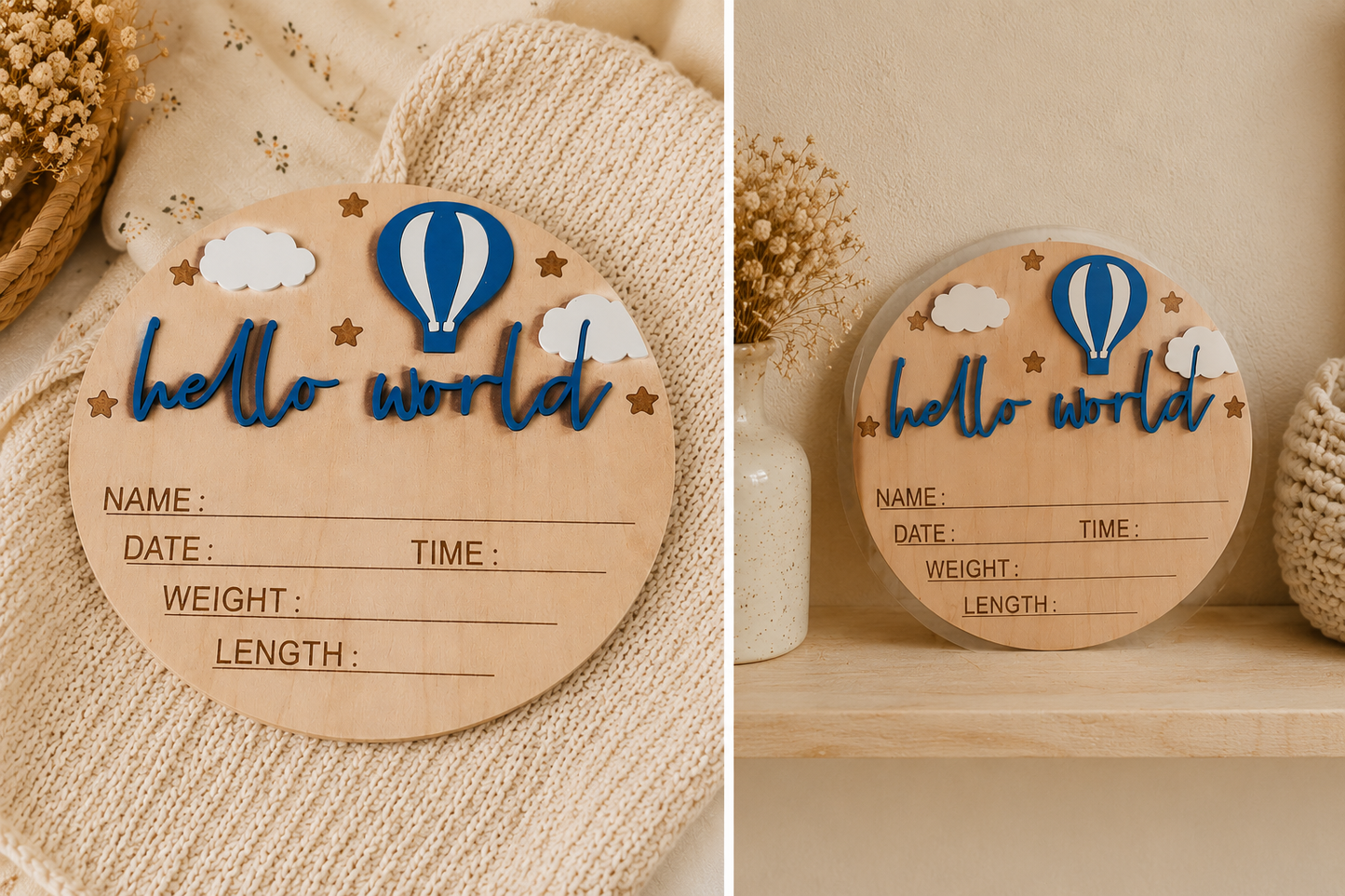 Plaque de naissance “Hello World” spéciale garçon 💙👶