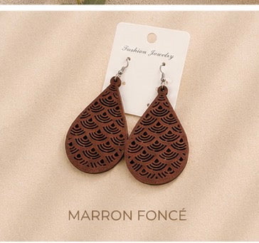 Boucles d’Oreilles Bohème en Bois ✨🌿