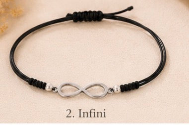 Bracelets réglables avec breloques argentées ✨ 🖤