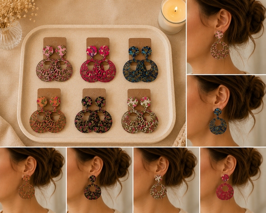 Boucles d’Oreilles Bohème Fleuries – Pendantes Élégantes & Colorées ✨