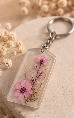 Porte-clés fleurs époxy