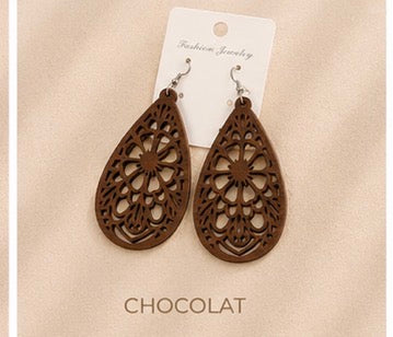 Boucles d’Oreilles Bohème en Bois ✨🌿