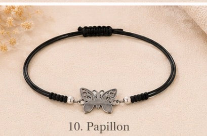 Bracelets réglables avec breloques argentées ✨ 🖤