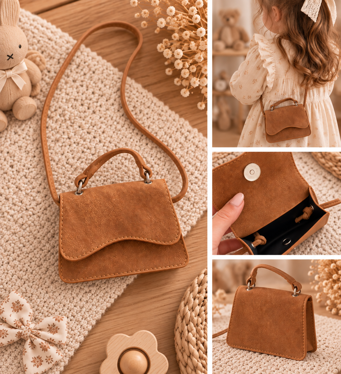 Mini sac à main pour petite fille - matière suédine 👜