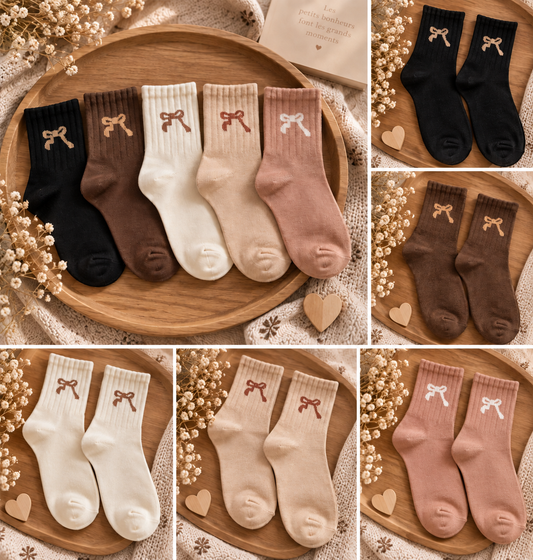 Chaussettes femme - motifs petits noeuds 👟 🎀 Taille unique