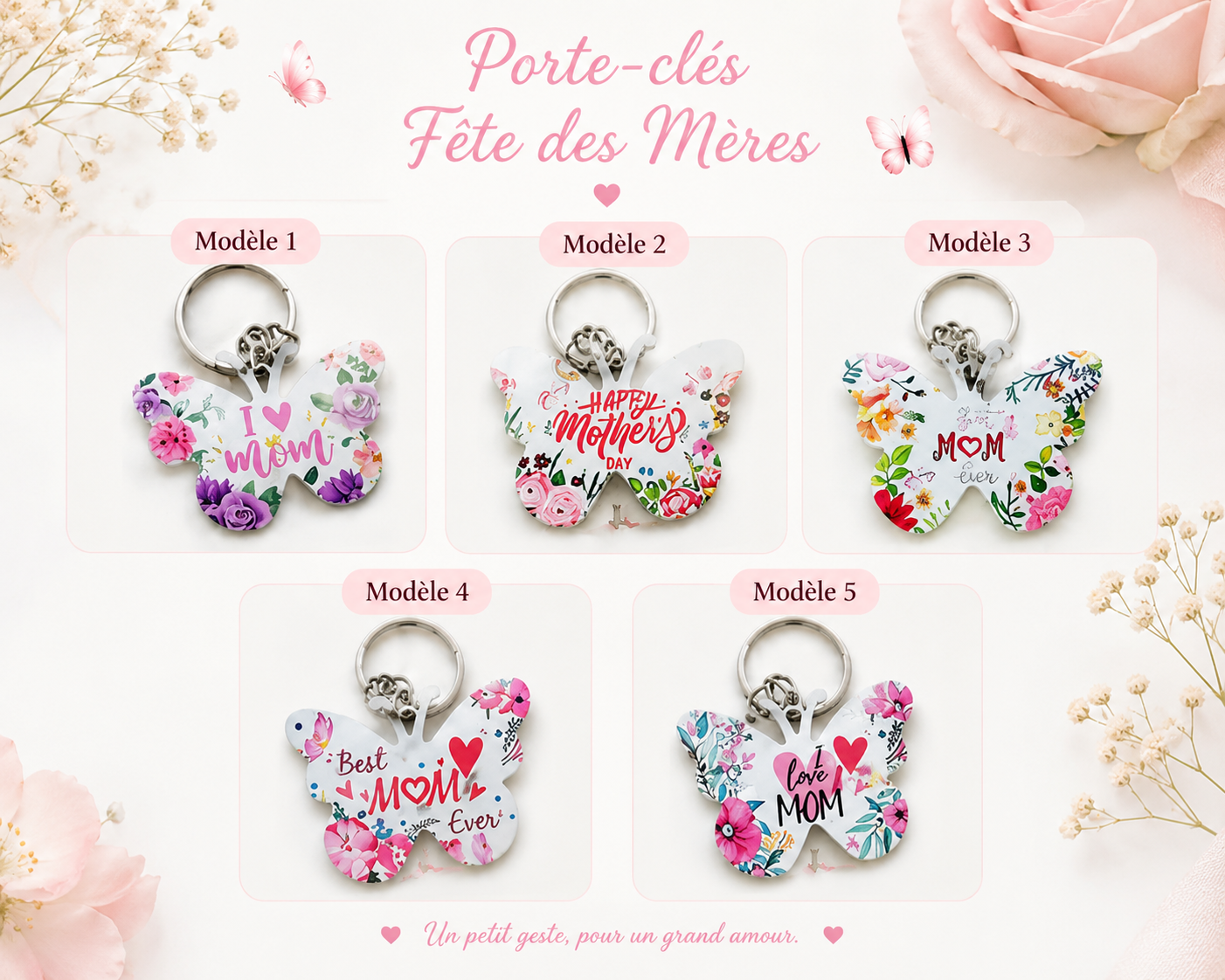 Porte-clés Papillon – Édition Fête des Mères 🦋💖