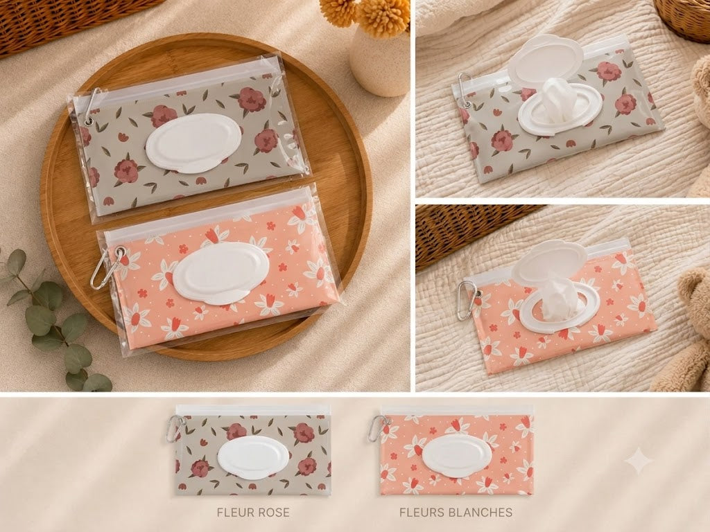 Pochette Lingettes Bébé Fleurie Réutilisable ✨🌸
