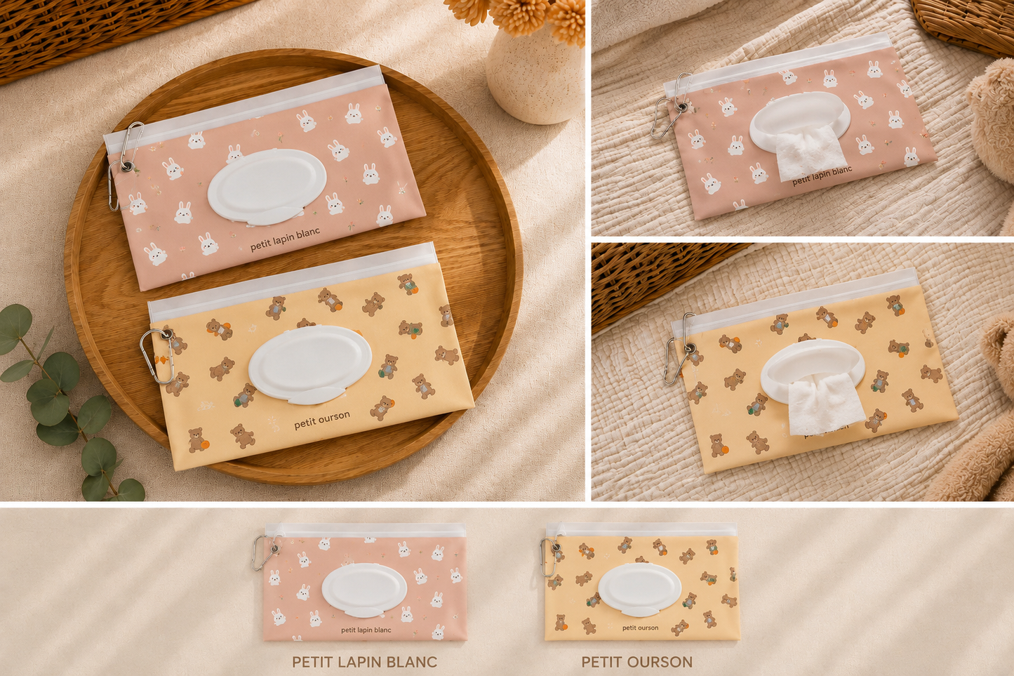 Pochette Lingettes Bébé Réutilisable 🐰🐻