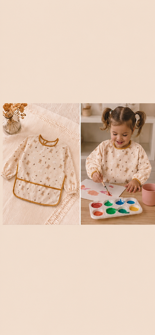 Blouse de Peinture mixte imperméable - Motifs ourson -  24 mois au 4 ans ✨
