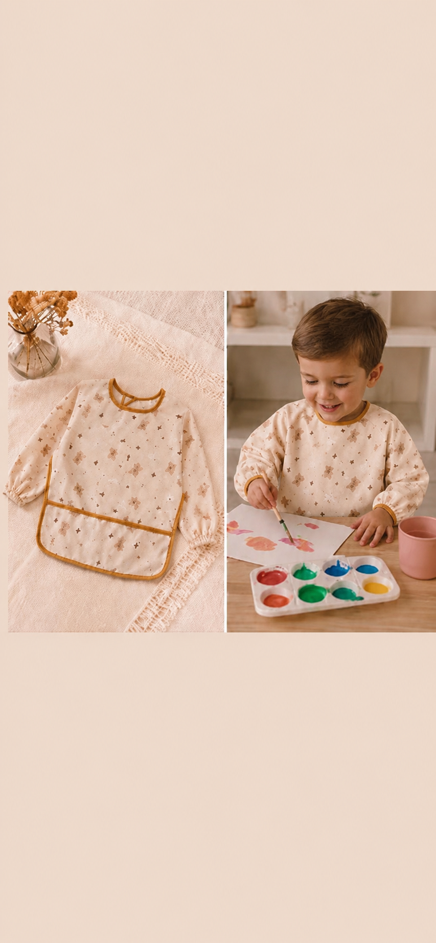 Blouse de Peinture mixte imperméable - Motifs ourson -  24 mois au 4 ans ✨