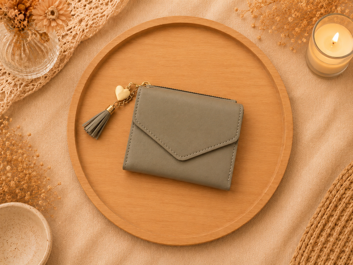 Portefeuille compact gris avec porte-cartes 👛