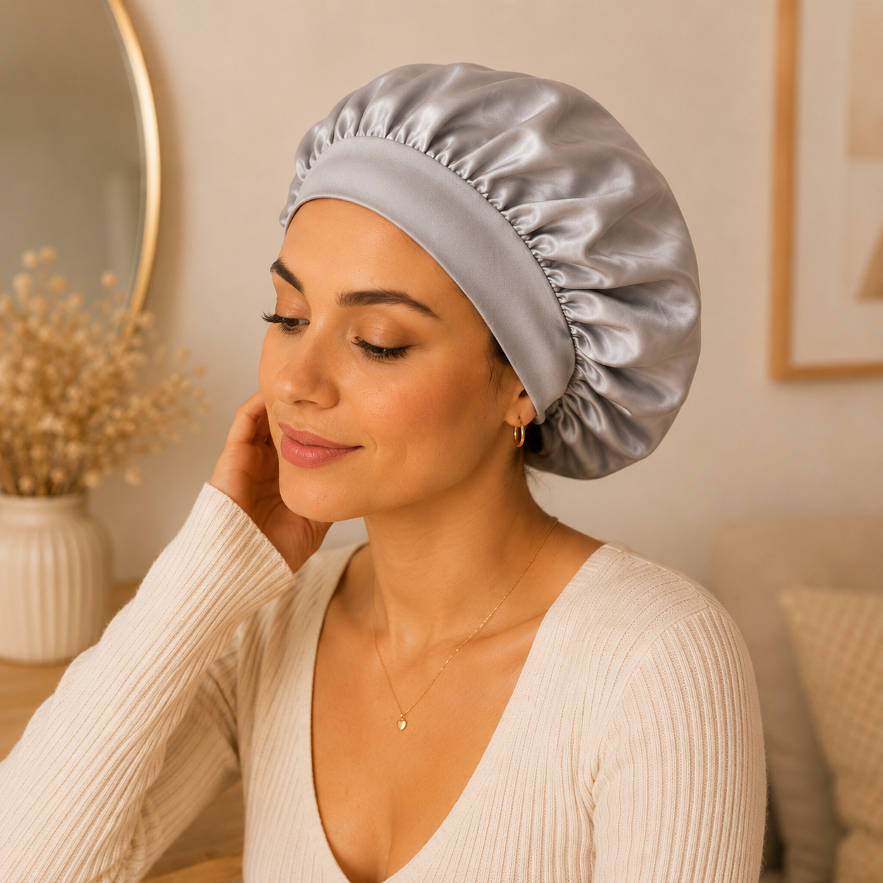 Bonnet / charlotte protection pour cheveux , spécial Nuit -  Satinée ✨