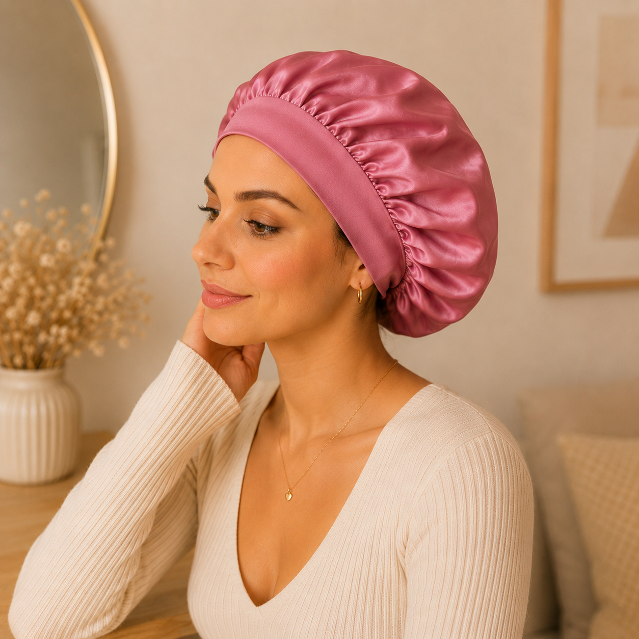 Bonnet / charlotte protection pour cheveux , spécial Nuit -  Satinée ✨