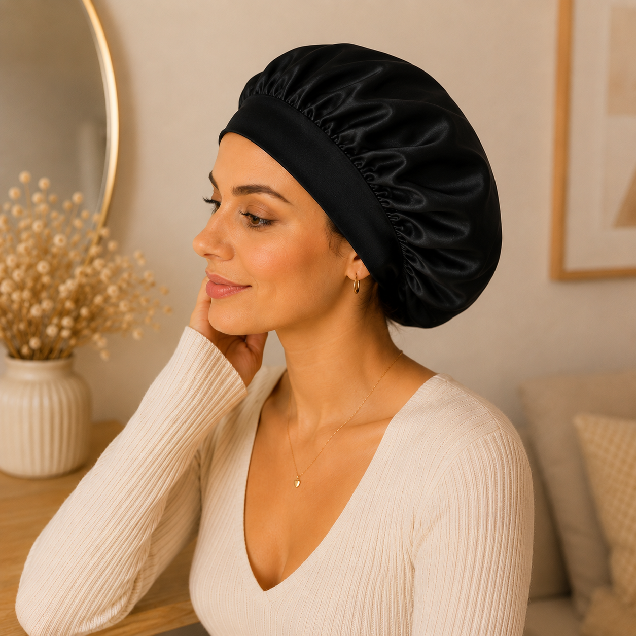 Bonnet / charlotte protection pour cheveux , spécial Nuit -  Satinée ✨